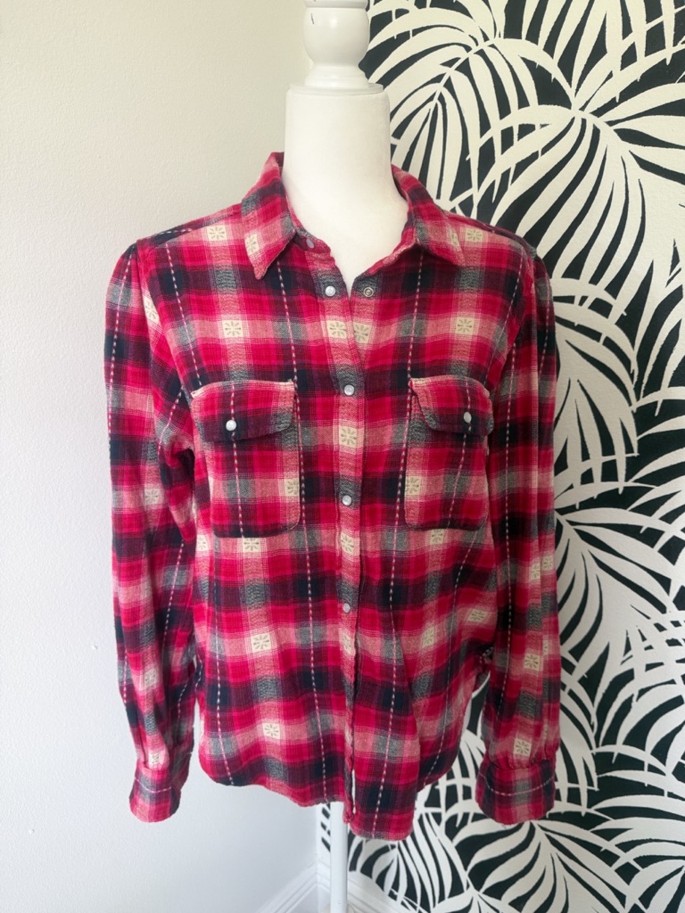 dylan Deep Pink & Black Plaid Flannel Shirt